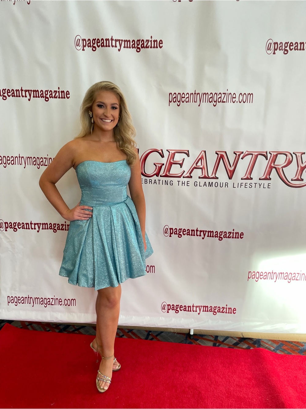 Sherri Hill Strapless Light Blue Dress